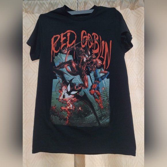 Marvel Spiderman Red Goblin T-shirt Graphic T-shirt Round Neck Short Sleeve Sz S - Picture 2 of 6